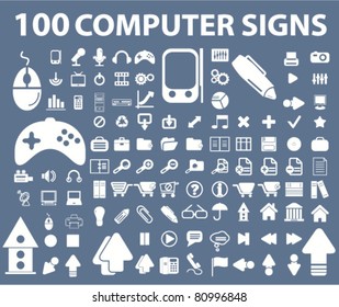 100 computer signs, icons, vector