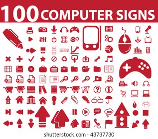 100 computer signs. vector