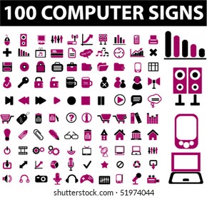 100 computer signs. vector