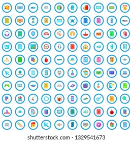 100 computer technology icons set in cartoon style for any design vector illustration