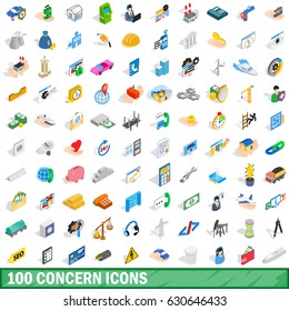 100 concern icons set in isometric 3d style for any design vector illustration