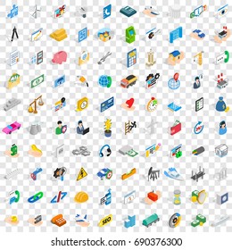 100 concern icons set in isometric 3d style for any design vector illustration