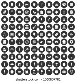 100 confectionery icons set in simple style white on black circle color isolated on white background vector illustration