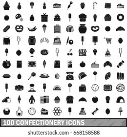 100 confectionery icons set in simple style for any design vector illustration