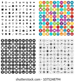100 conference icons set vector in 4 variant for any web design isolated on white