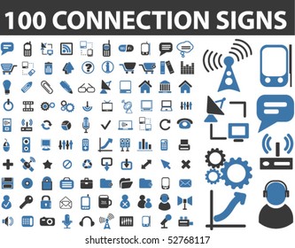 100 connection signs. vector