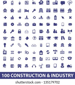 100 construction, architecture, industry, real estate icons set. vector