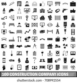 100 construction company icons set in simple style for any design vector illustration