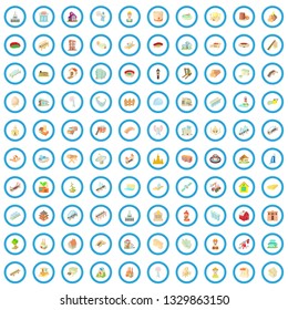 100 construction icons set in cartoon style for any design vector illustration