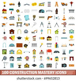 100 construction mastery icons set in flat style for any design vector illustration