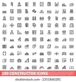 100 constructor icons set. Outline illustration of 100 constructor icons vector set isolated on white background