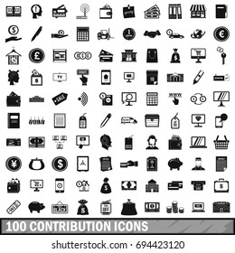 100 contribution icons set in simple style for any design vector illustration