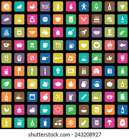 100 cooking icons big universal set 