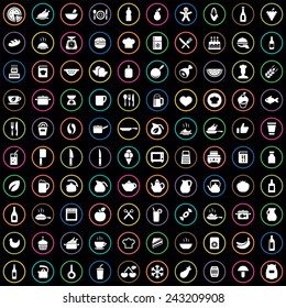 100 cooking icons big universal set 