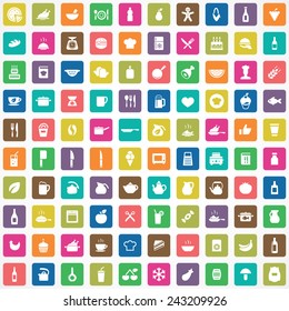 100 cooking icons big universal set 
