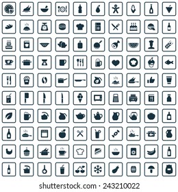 100 cooking icons big universal set 