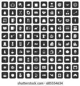 100 cooking icons set in black color isolated vector illustration