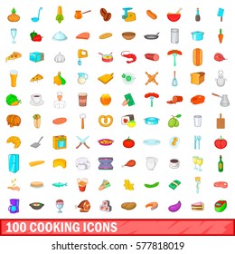 100 cooking icons set in cartoon style for any design vector illustration