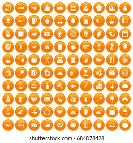 100 cooking icons set orange