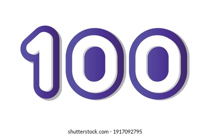 100 Cool Modern Purple 3D Number