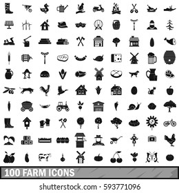 100 corn field garden icons set. Simple illustration of 100 corn field garden icons vector icons set for any design
