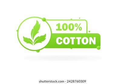 100% cotton banner icon. Flat style. Vector icon