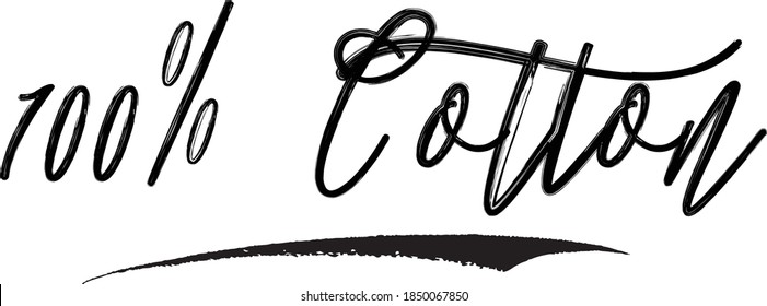 100% Cotton Cursive Calligraphy Black Color Text On White Background