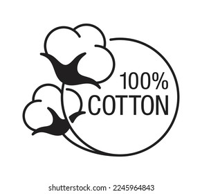 100 cotton flat label. Hundred percent natural material of textile sticker for natural breathable textile marking - vector isolated label 