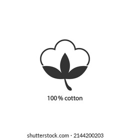 100% Cotton Icon, Cotton Flower Icon, Ball, Fiber Vector Art Illustration