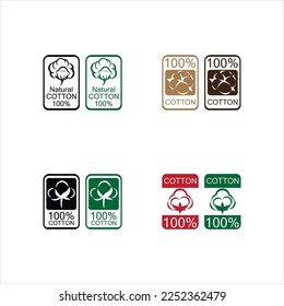 100% cotton icon. Natural organic cotton, pure cotton vector labels. logo vector illustration