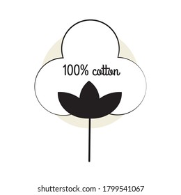 100 cotton icon, pure cotton badge for packaging design vector illustration