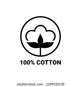 100% Cotton Icon Vector or Guaranteed Original Cottons on white background. 100% cotton icon. Vector illustration. 100% Cotton Icon for mobile apps and websites. Original 100% Cotton Icon.