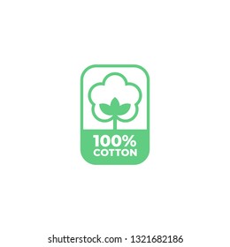 100 percent cotton icon. Natural organic cotton, pure cotton