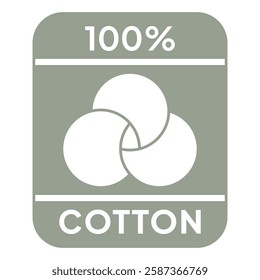 100% cotton icon. Vector label illustration