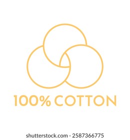 100% cotton icon. Vector label illustration