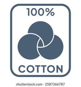 100% cotton icon. Vector label illustration