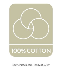 100% cotton icon. Vector label illustration