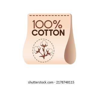 100 cotton label badge vector illustration isolated on white background