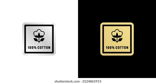 100% Cotton label or logo vector isolated. 100% Cotton label for product packaging design element. Best 100% Cotton label for packaging design element.
