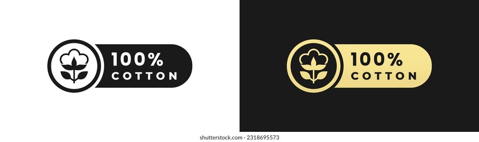 100% Cotton label or 100% Cotton symbol Vector Isolated in Flat Style. 100% Cotton label for product packaging design element. Best 100% Cotton symbol for packaging design element.