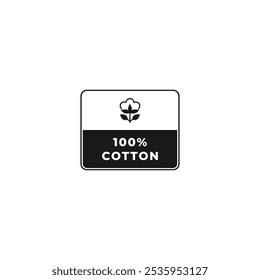 100% algodón Vector de la etiqueta aislado para el elemento de diseño del producto. Icono 100% algodón para el elemento de diseño de embalaje del producto. Mejor etiqueta 100% algodón para el elemento de diseño de embalaje.
