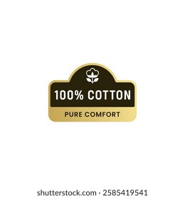 100% Cotton label vector Isolated EPS. 100% Cotton icon for product packaging design element. Best 100% Cotton label for packaging design element.