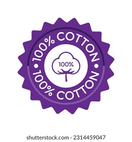 100%ige Baumwollversiegelung oder -stempel, Vektorgrafik 