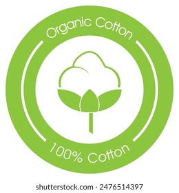 100% cotton sign vector illustration, Cotton Organic 100 percentage icons, 100 percent cotton labels, organic-cotton symbol, 100 cottan label, cotton flower logo for natural eco and fabric stamp