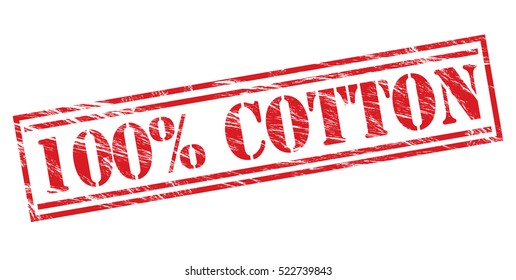 100% cotton vector red stamp on white background