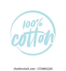 100% Cotton Vector Text Logo Illustration Badge Background