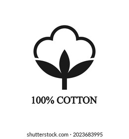 100% cotton - web black icon design. Natural fiber sign. Vector illustration isolated.