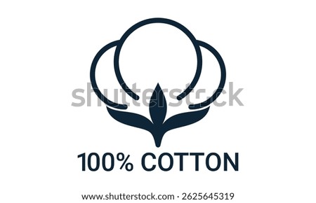 100% cotton. web black icon design. Natural fiber sign vector template