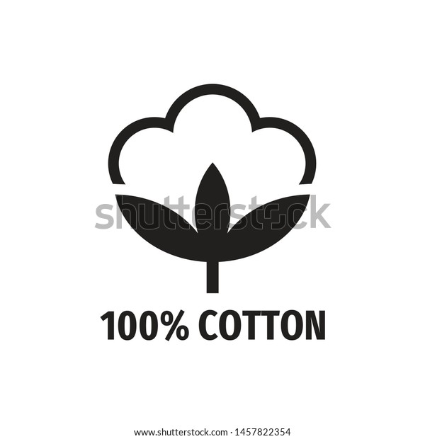 100% cotton - web black icon design. \
Natural fiber sign. Vector illustration.\

