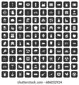 100 country icons set in black color isolated vector illustration